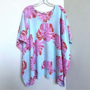 Buddy Love Swim Coverup/Tunic Tropical Palm Leaves